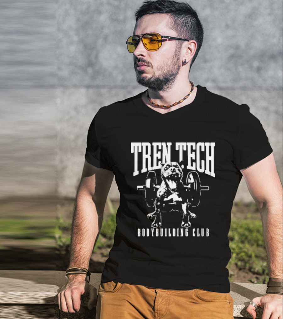 TREN TECH Bodybuilding Club Bulldog With Barbell T-Shirt