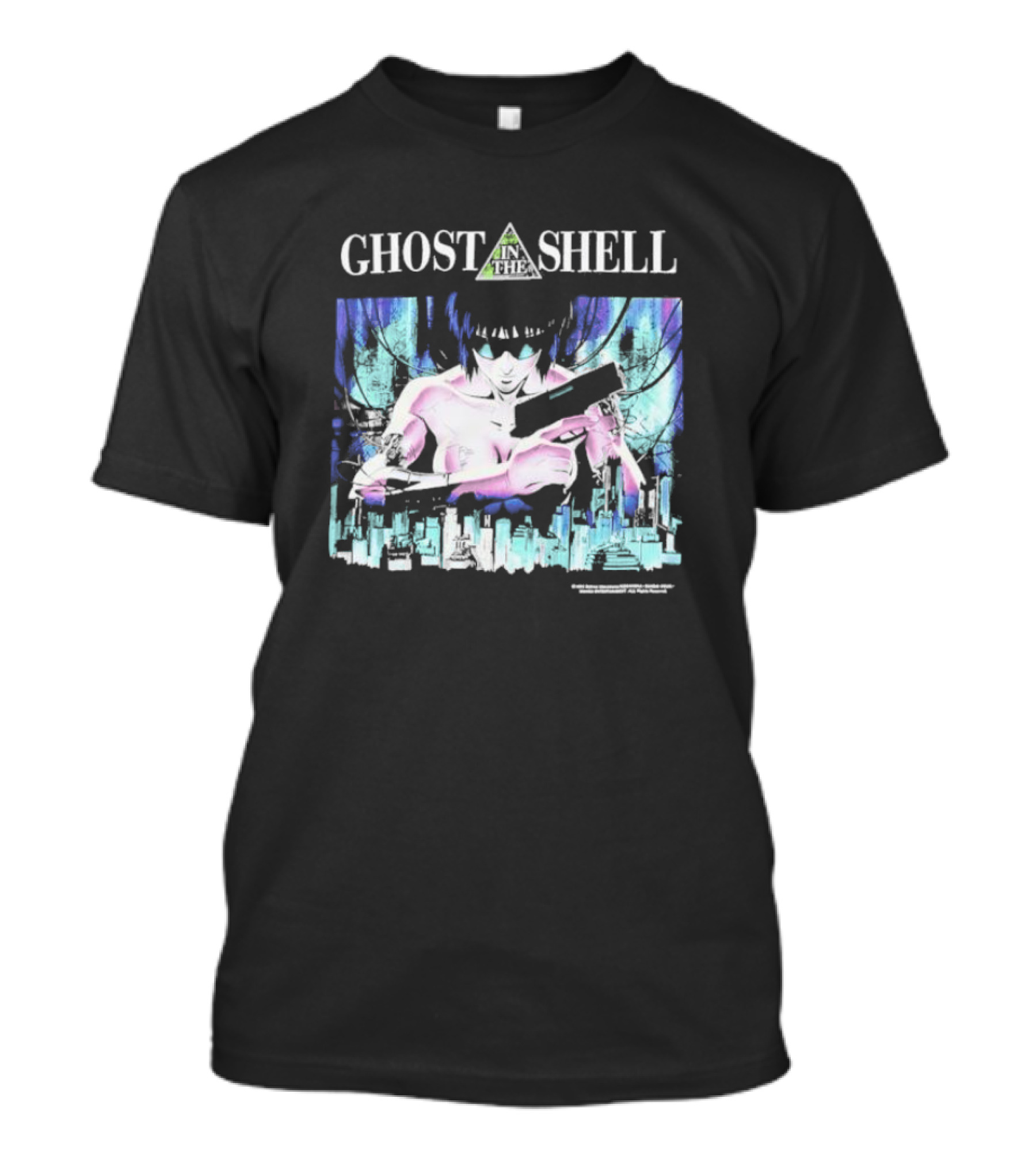 Ghost In The Shell Girl With Gun Cyberpunk City Image T-Shirt