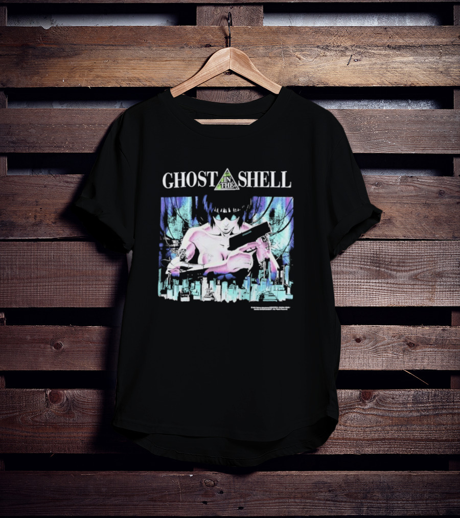 Ghost In The Shell Girl With Gun Cyberpunk City Image T-Shirt