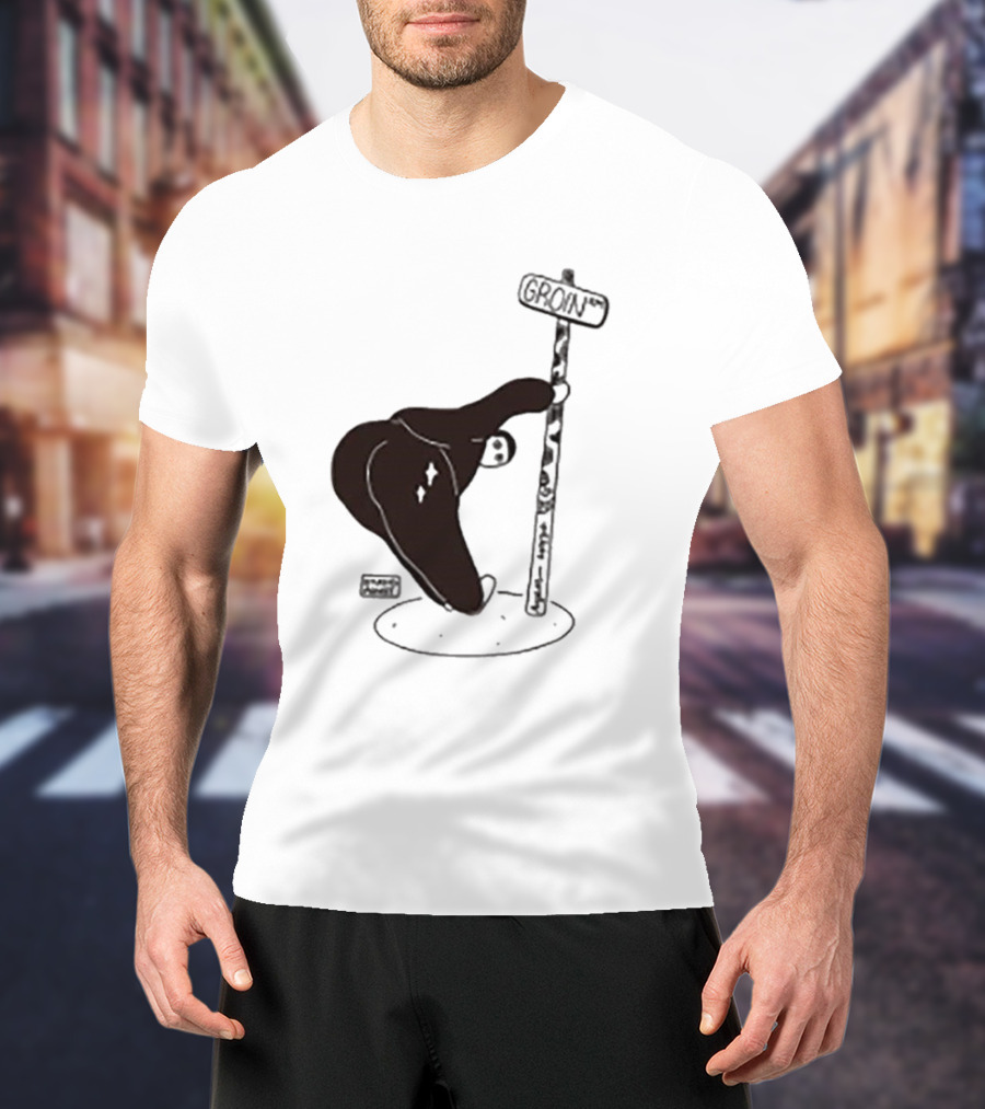 Groin Street Sign With Bandaged Steak Character By Rpwp T-Shirt