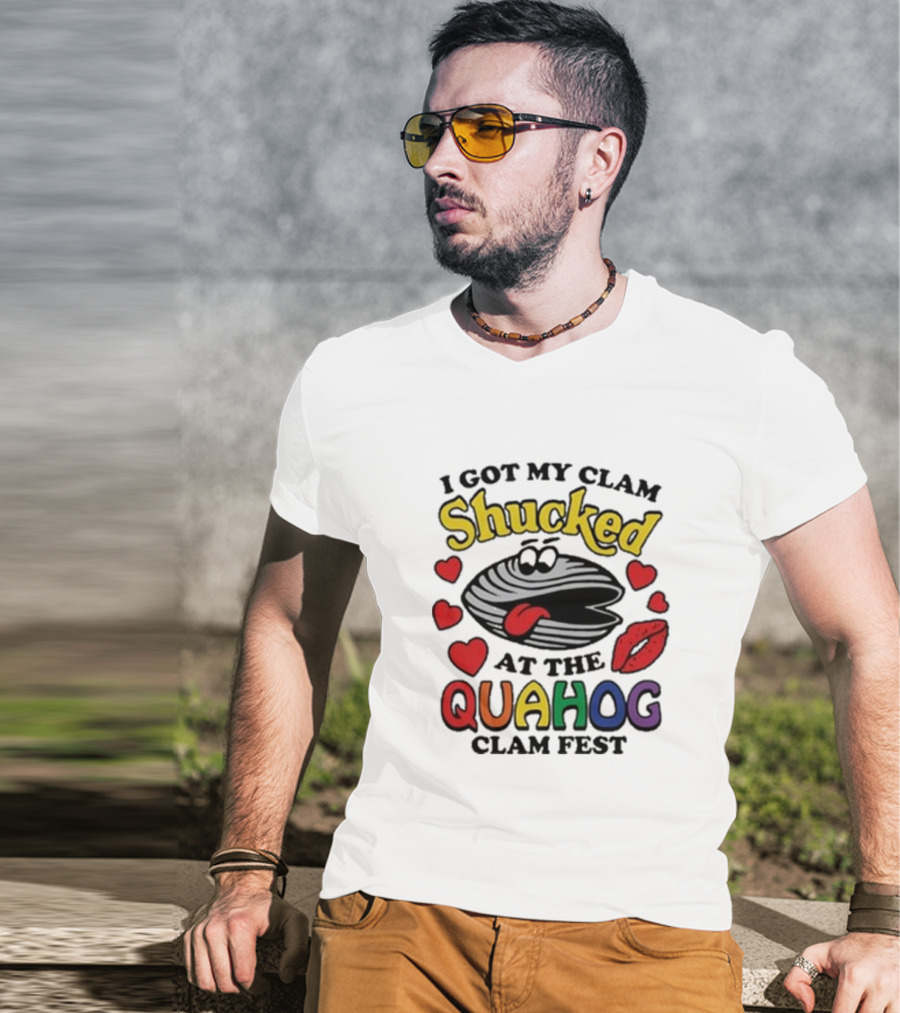 I Got My Clam Shucked At The Quahog Clam Fest Hearts And Lips T-Shirt