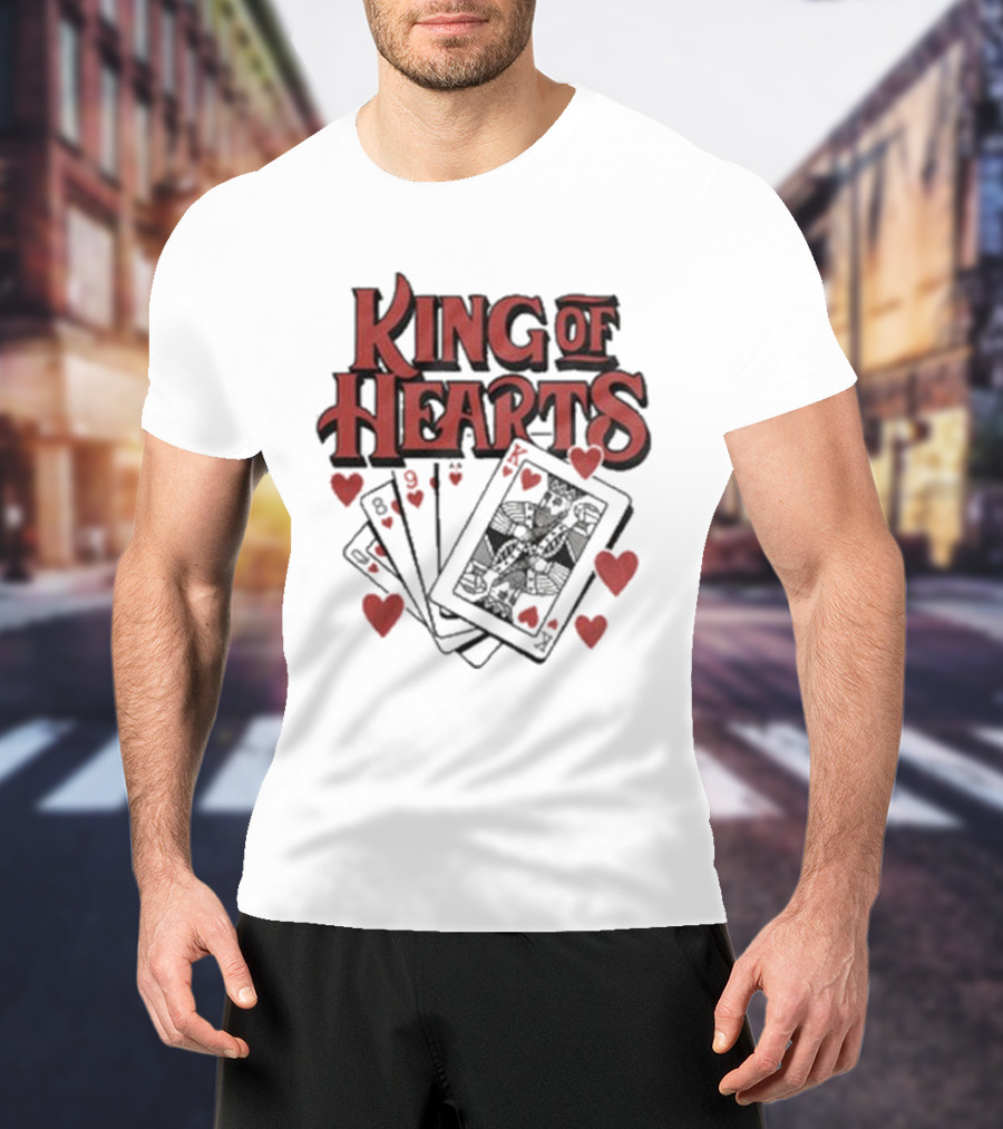 King Of Hearts Card Hand Raglan Heart Playing Cards T-Shirt