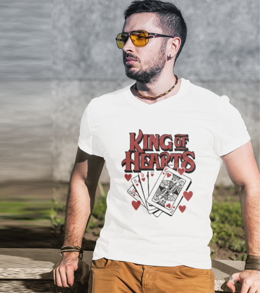 King Of Hearts Card Hand Raglan Heart Playing Cards T-Shirt
