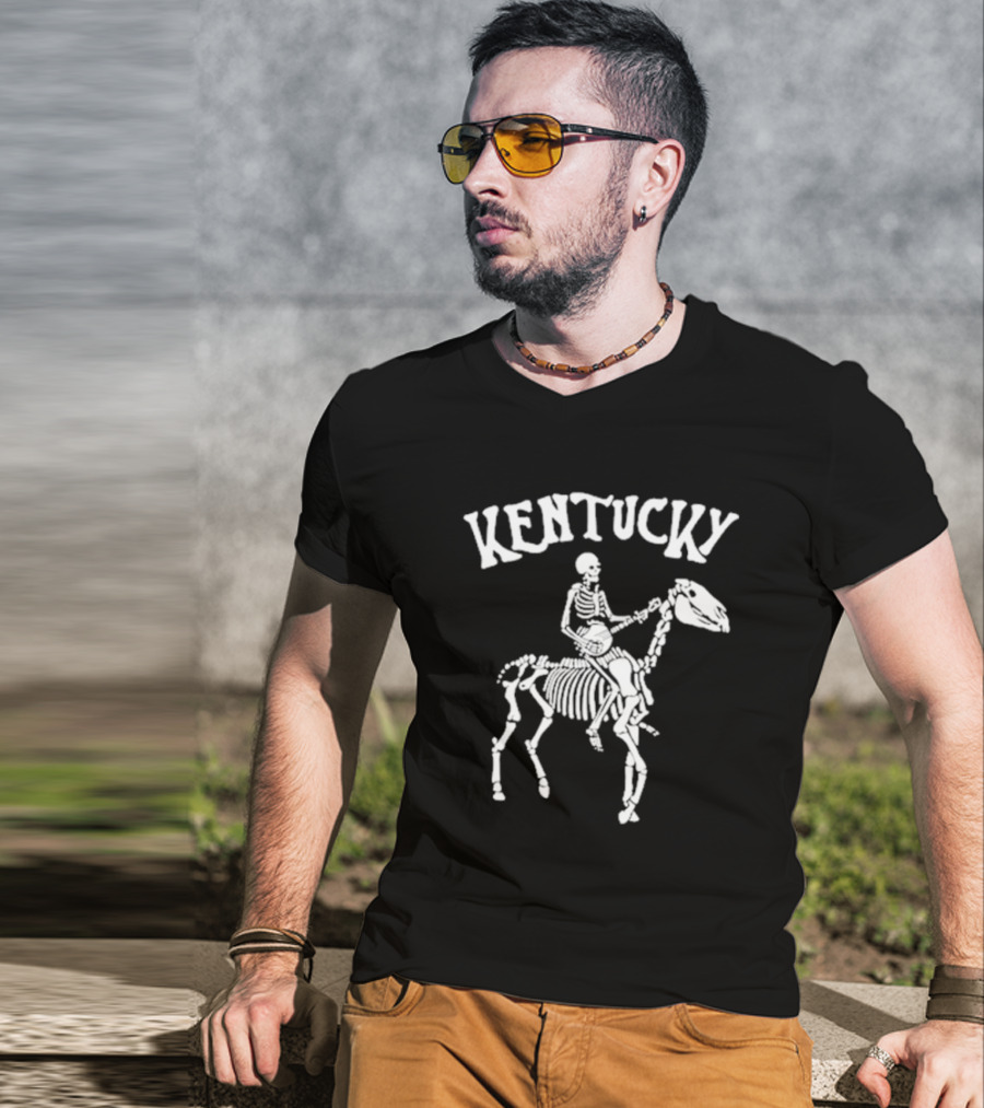 Kentucky Skeleton Riding Horse With Banjo Bluegrass T-Shirt