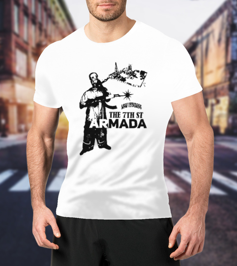 Low Interest The 7th St Armada Revolutionary Symbol With Armed Figure T-Shirt