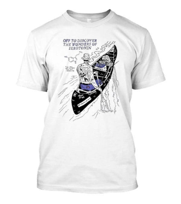 Off To Discover The Wonders Of Serotonin Adventure In Psychedelic Canoe With Molecule Diagram T-Shirt