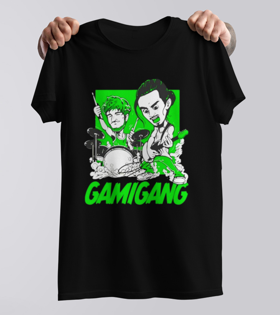 Gami Gang Origami Angel Anime Drummer Guitarist Duo T-Shirt