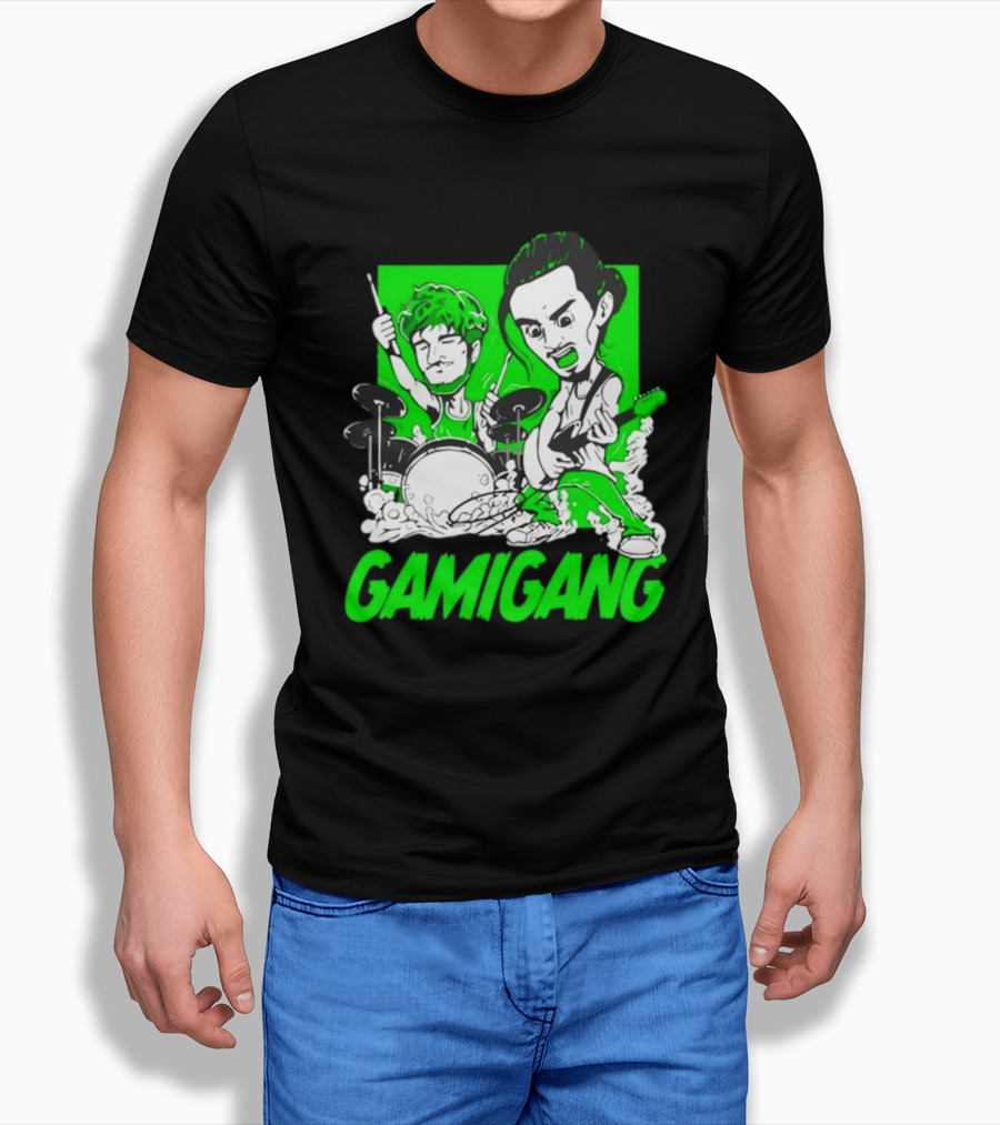 Gami Gang Origami Angel Anime Drummer Guitarist Duo T-Shirt