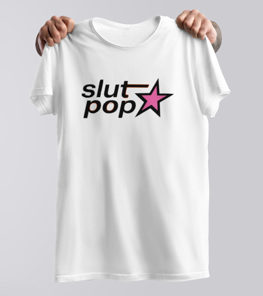 Slut Pop Star Black Background Pink Star T-Shirt