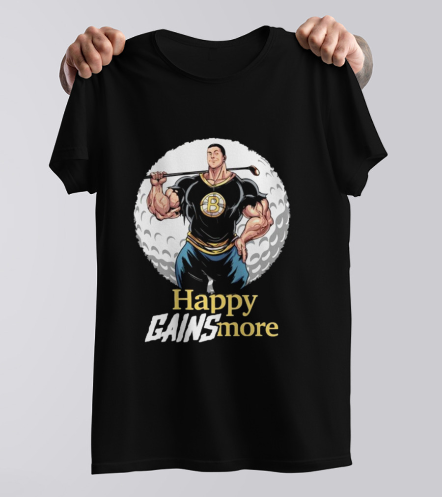 Nick Walker Happy Gainsmore Muscular Cartoon Character With Golf Club T-Shirt