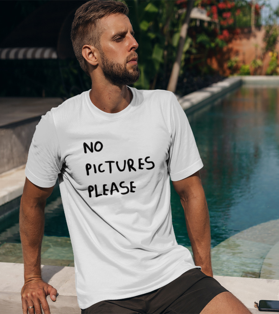 No Pictures Please Statement Black Font T-Shirt