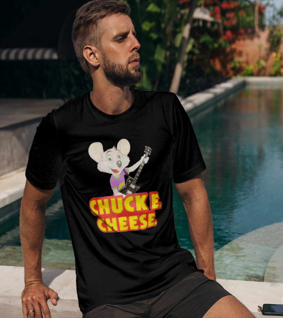Chuck E Cheese Logo Rat With Guitar T-Shirt