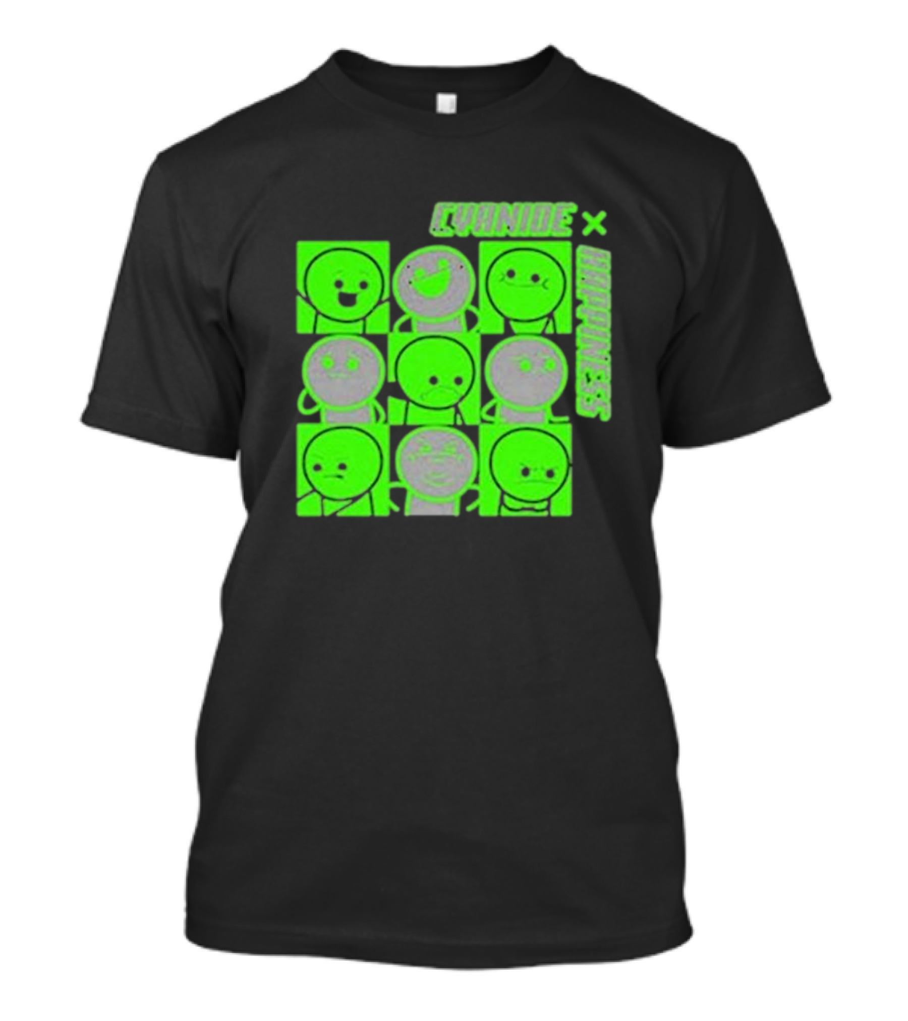 Cyanide X Happiness Neon Green Faces T-Shirt