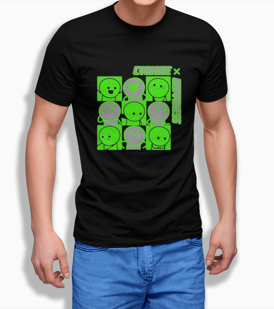 Cyanide X Happiness Neon Green Faces T-Shirt