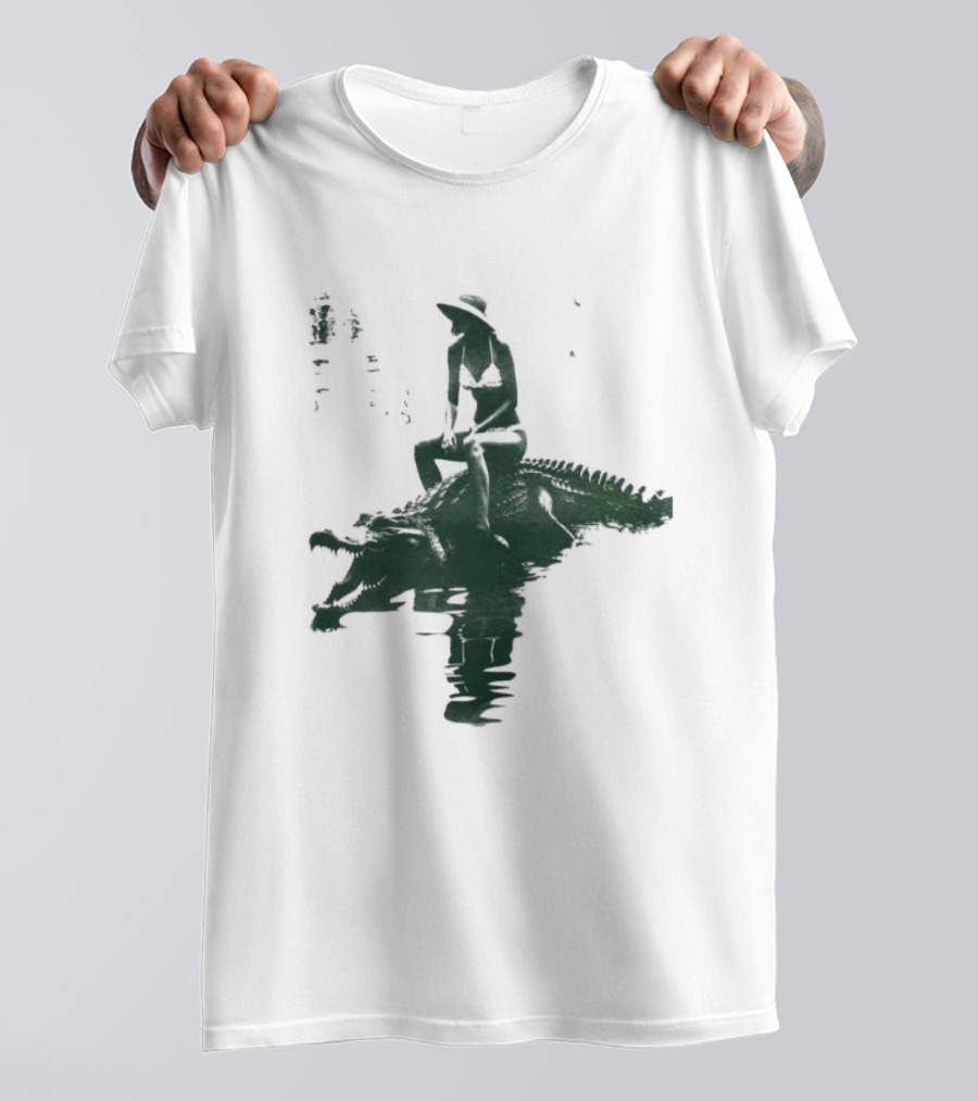 El Cocodrilo Girl In Swimwear Riding Crocodile Iconic Adventure T-Shirt
