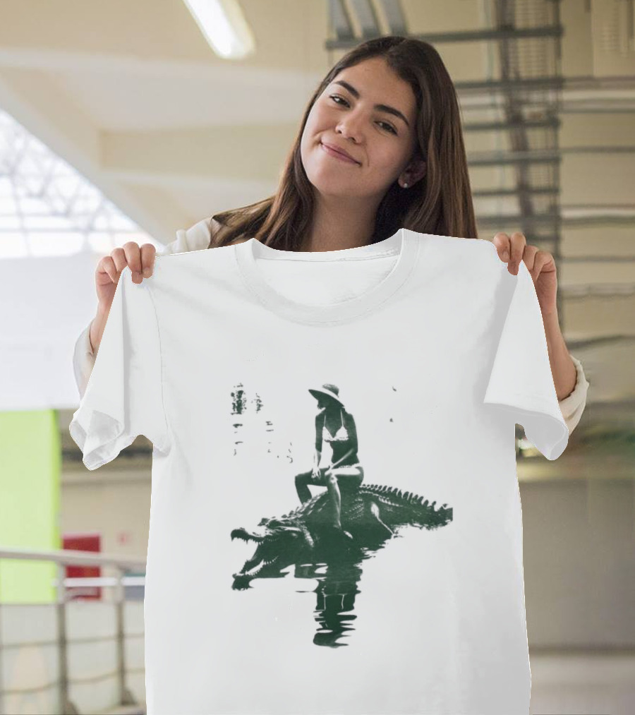 El Cocodrilo Girl In Swimwear Riding Crocodile Iconic Adventure T-Shirt