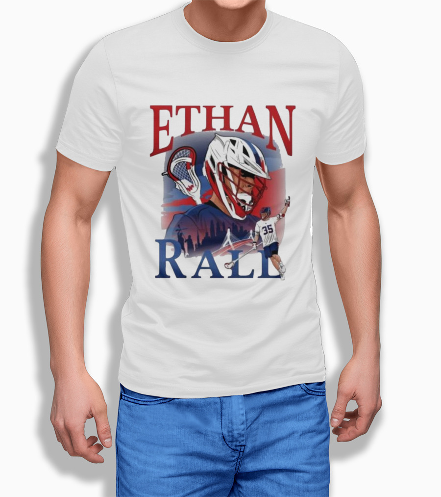 Ethan Rall Lacrosse Helmet Player Illustration 35 T-Shirt