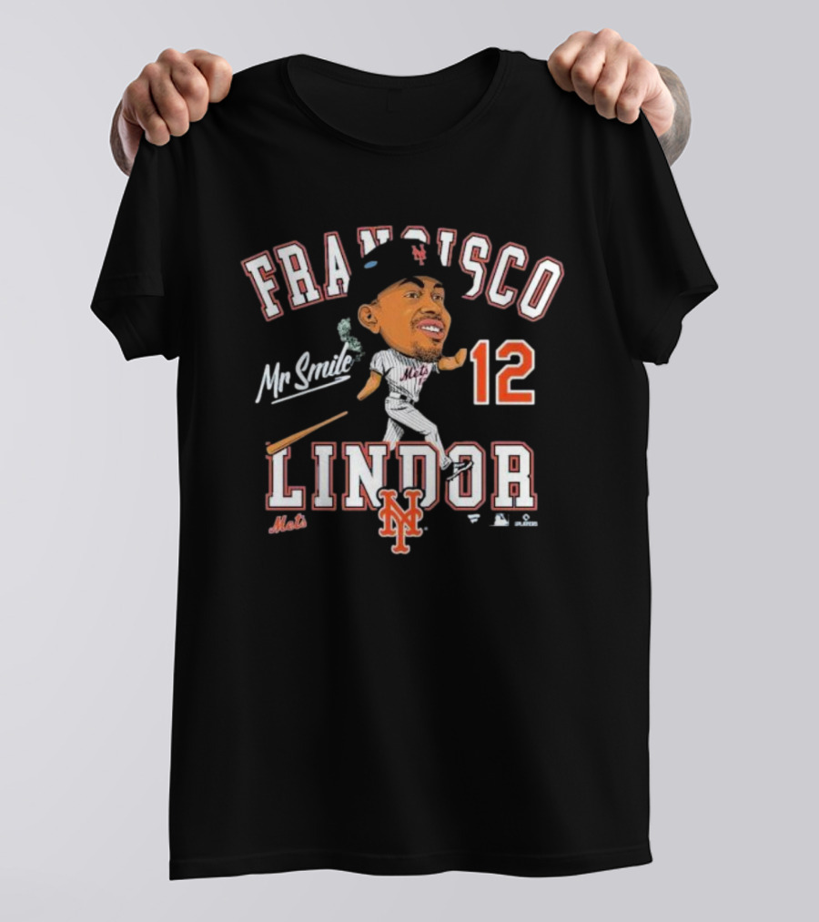 Francisco Lindor Mr Smile New York Mets 12 Caricature T-Shirt