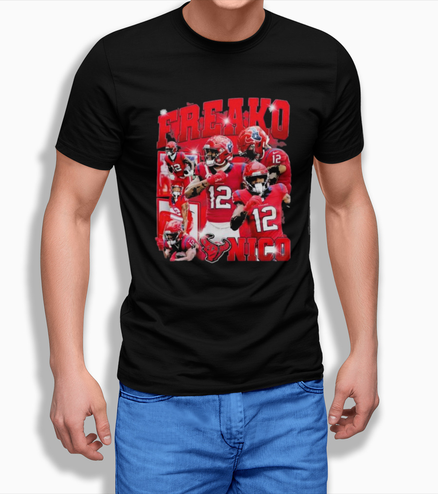 Houston Freako Nico 12 Football Player Collage T-Shirt