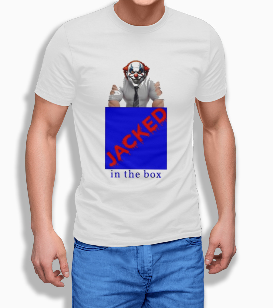 JACKED In The Box Clown Concept With Red-Blue Contrast T-Shirt