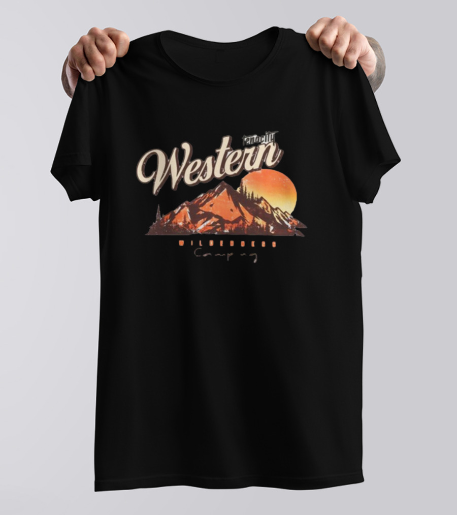 Western Wilderness Camping Sunset Mountain Scene T-Shirt