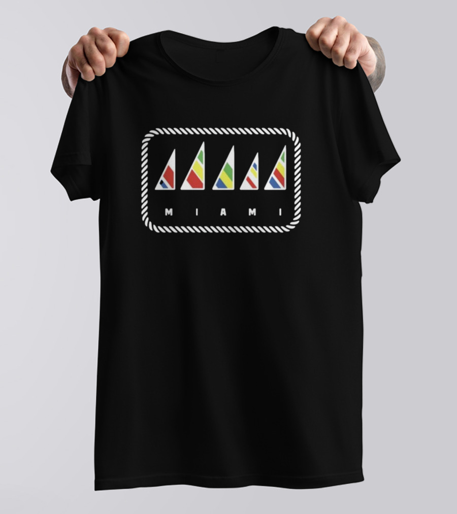 Rokmia Store Vintage Miami Colorful Sailboats T-Shirt