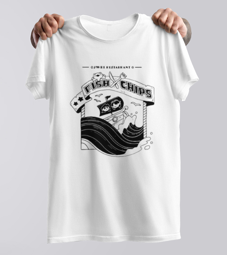 Jwri Restaurant Fish Chips Boat Adventure Waves T-Shirt