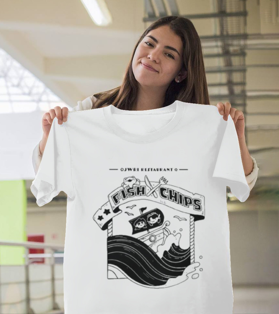 Jwri Restaurant Fish Chips Boat Adventure Waves T-Shirt