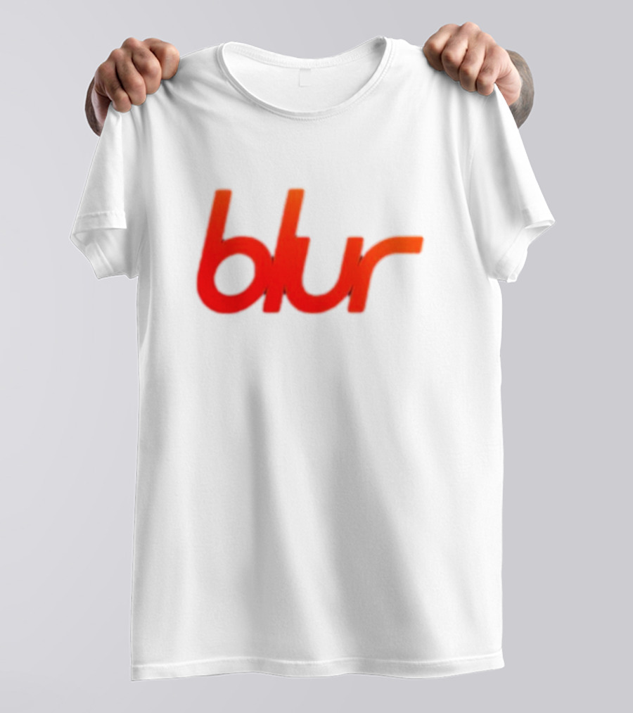 Blur Red-Orange Text Navy Blue T-Shirt
