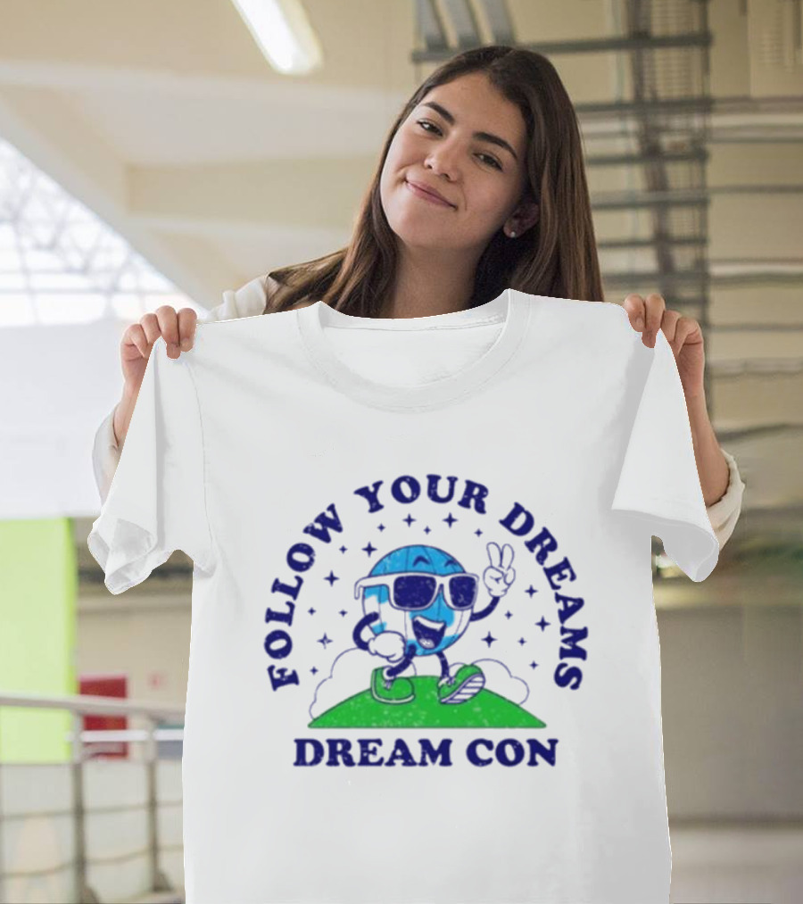 Follow Your Dreams Dream Con Mascot With Peace Sign And Sunglasses T-Shirt
