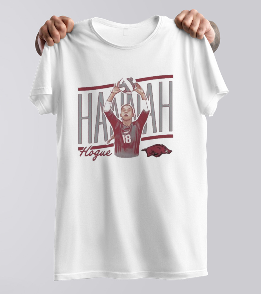 Hannah Hogue Volleyball Number 18 Razorback T-Shirt