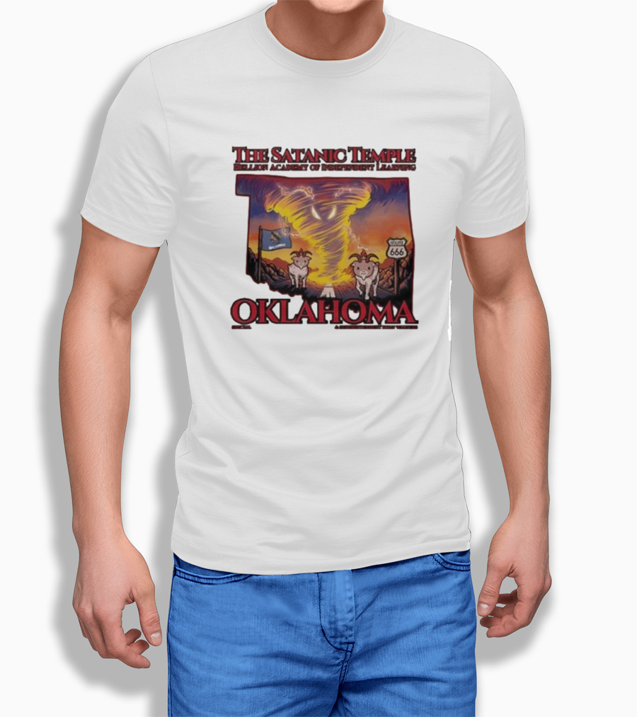 The Satanic Temple Campaign Oklahoma Route 666 Tornado Goats T-Shirt