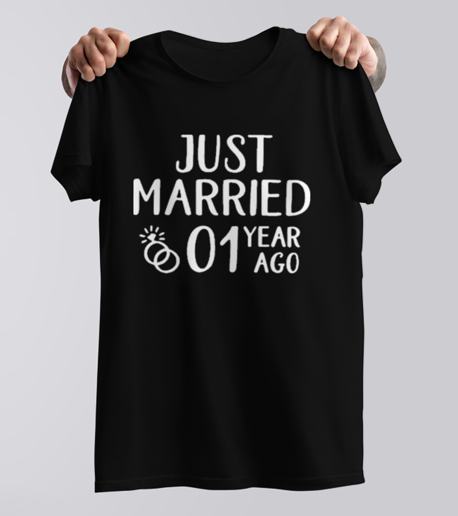 Just Married 01 Year Ago Rings T-Shirt