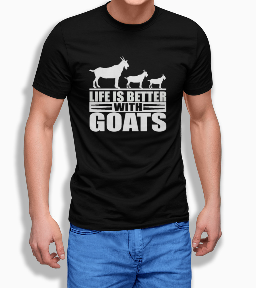 Life Is Better With Goats - Silhouettes Of Three Goats Walking T-Shirt