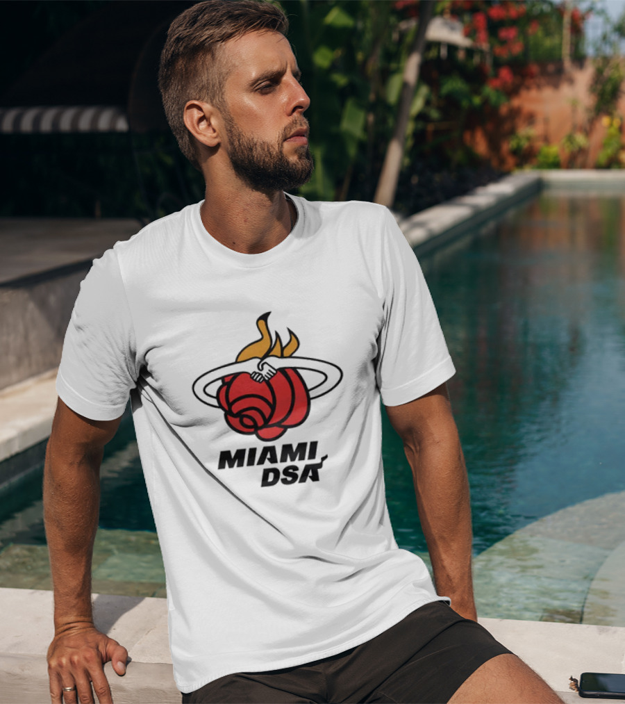Miami DSA Rose With Flaming Basketball Iconic T-Shirt