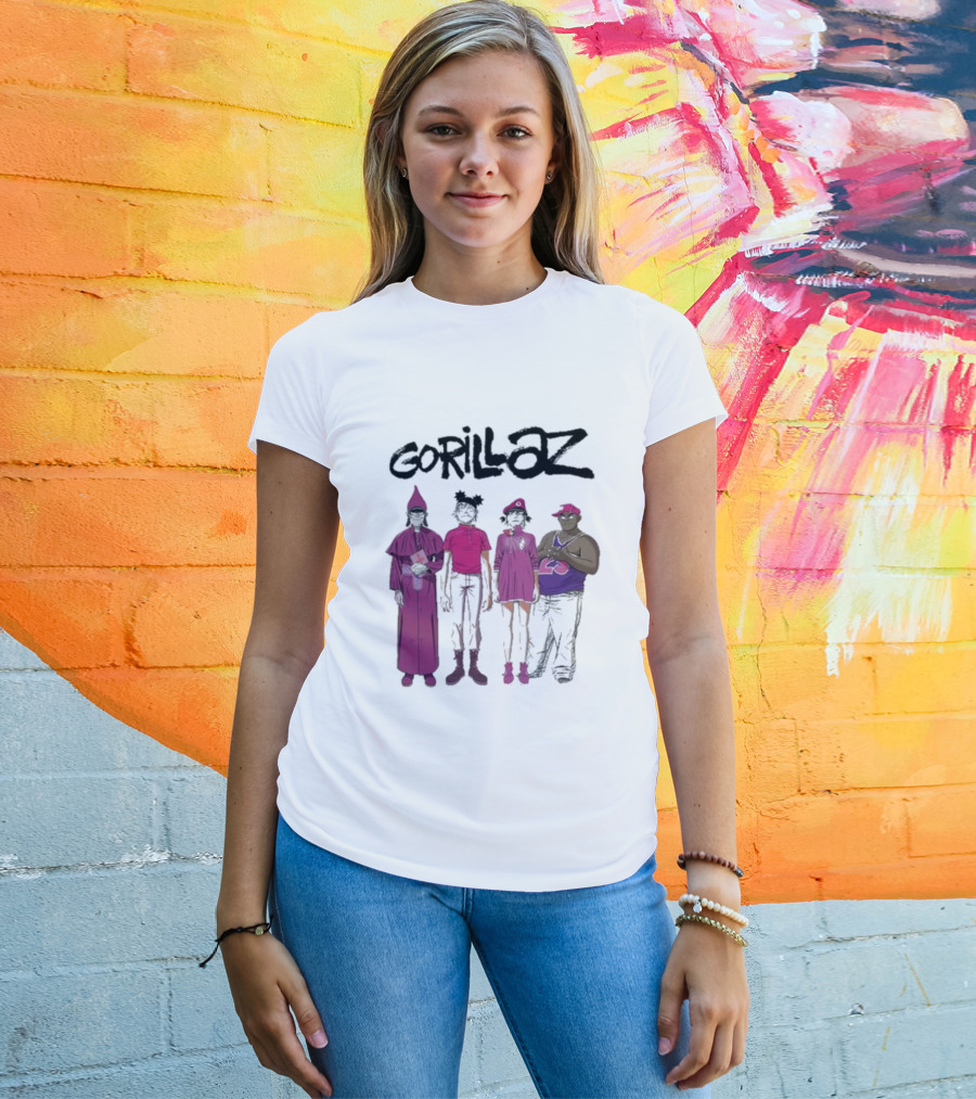Gorillaz Cracker Island Group Art Standing Characters T-Shirt