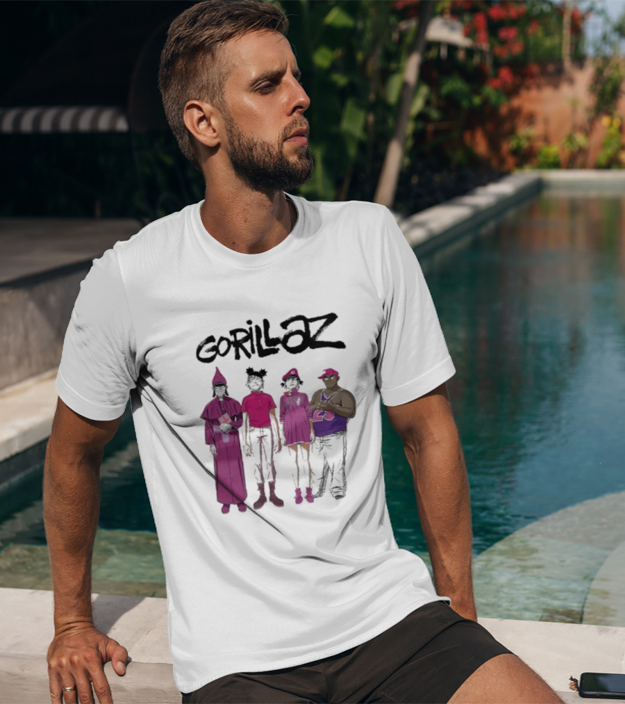 Gorillaz Cracker Island Group Art Standing Characters T-Shirt