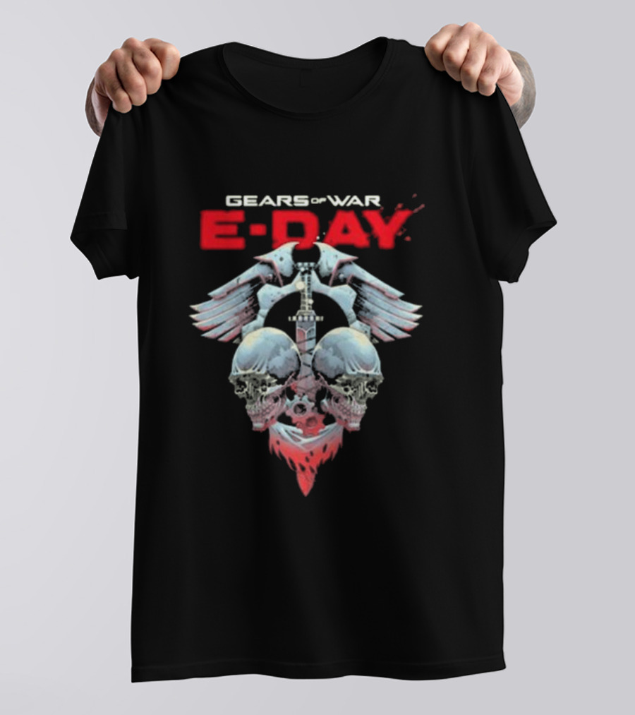 Gears Of War E-Day Skulls And Weaponry Design By Luke Preece T-Shirt