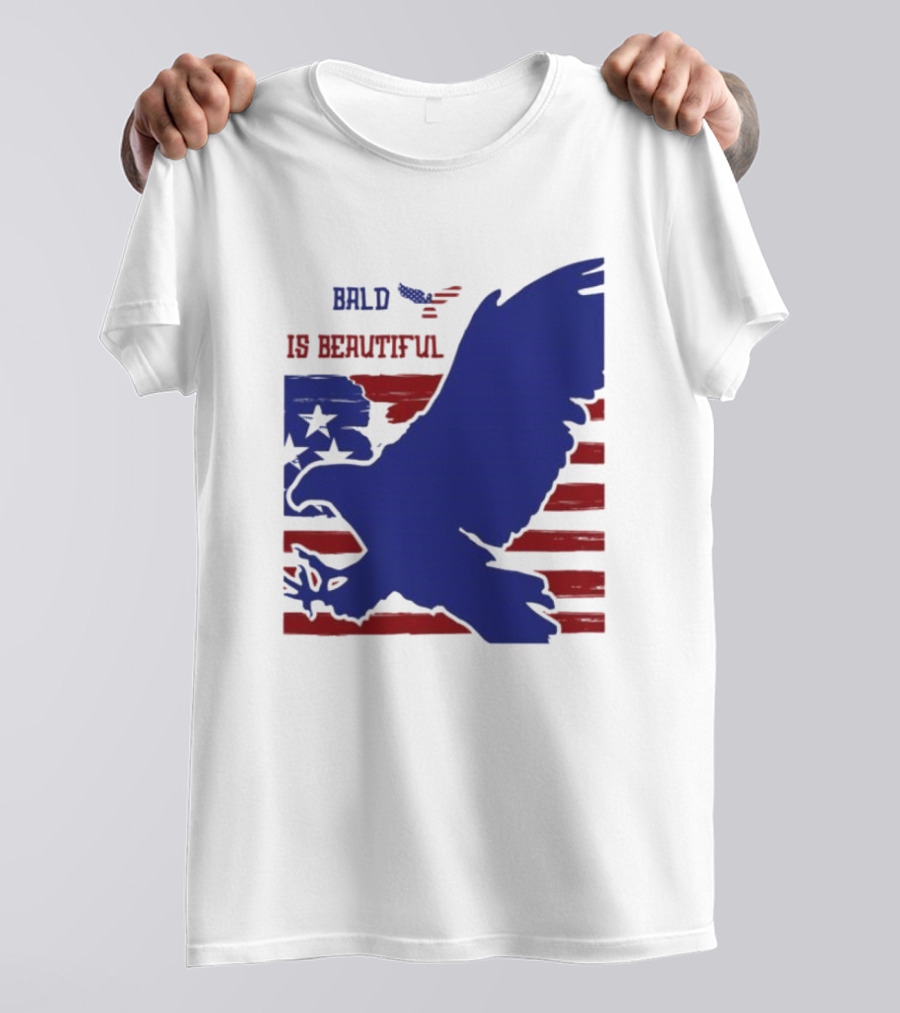 Bald Is Beautiful American Flag Eagle Stars Stripes T-Shirt