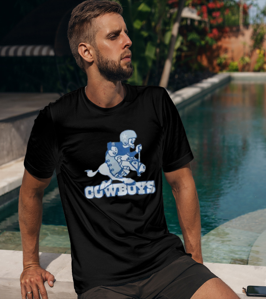 Dallas Cowboys Vintage Cowboy Riding Football Horse Logo 1966 T-Shirt