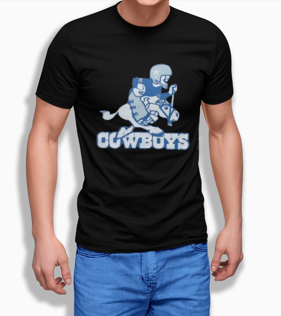 Dallas Cowboys Vintage Cowboy Riding Football Horse Logo 1966 T-Shirt