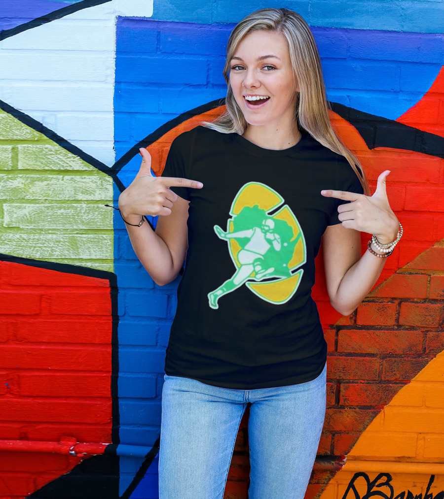 Green Bay Packers Alt Logo 1956 Retro Football Player Emblem T-Shirt