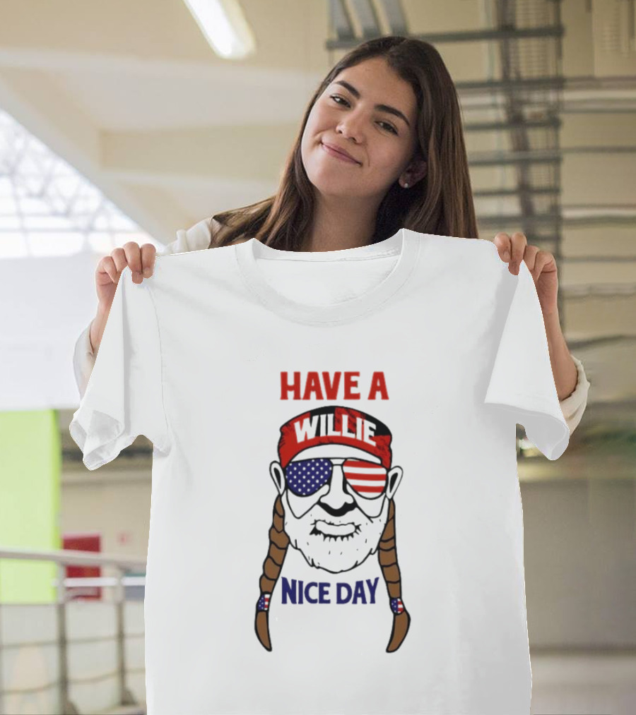 Have A Willie Nice Day USA Bandana Sunglasses Braids T-Shirt