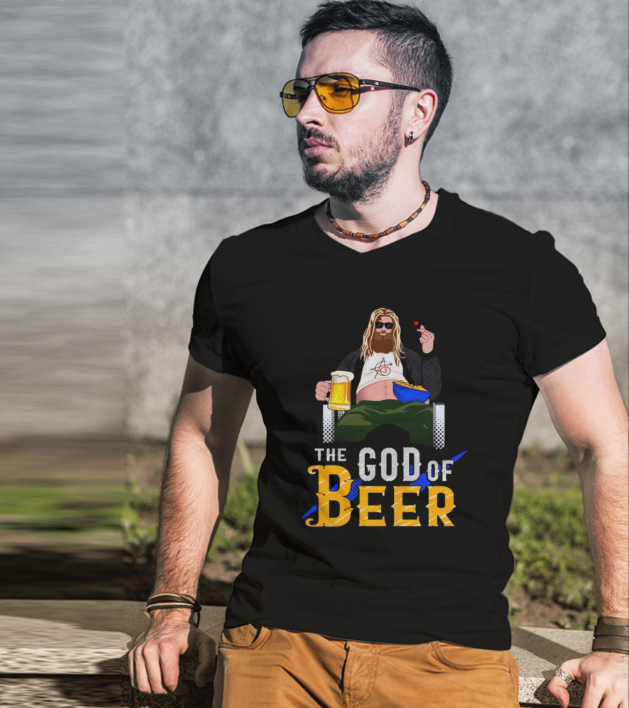 The God Of Beer Fat Thor With Sunglasses And Beer Mug T-Shirt