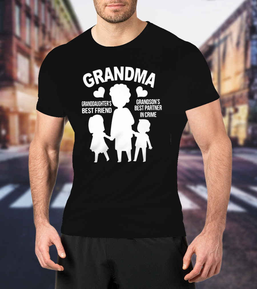Grandma Granddaughter's Best Friend Grandson's Best Partner In Crime Hearts T-Shirt