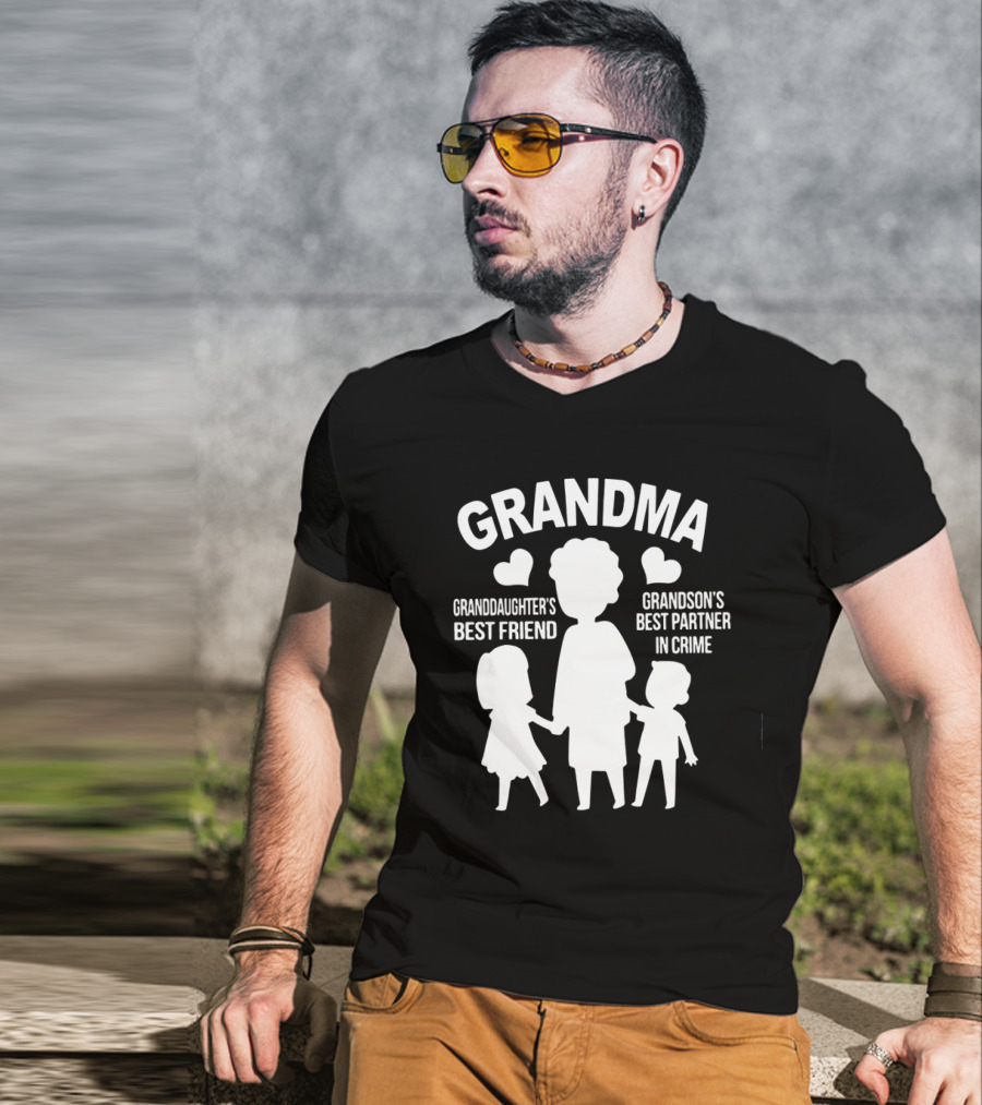Grandma Granddaughter's Best Friend Grandson's Best Partner In Crime Hearts T-Shirt