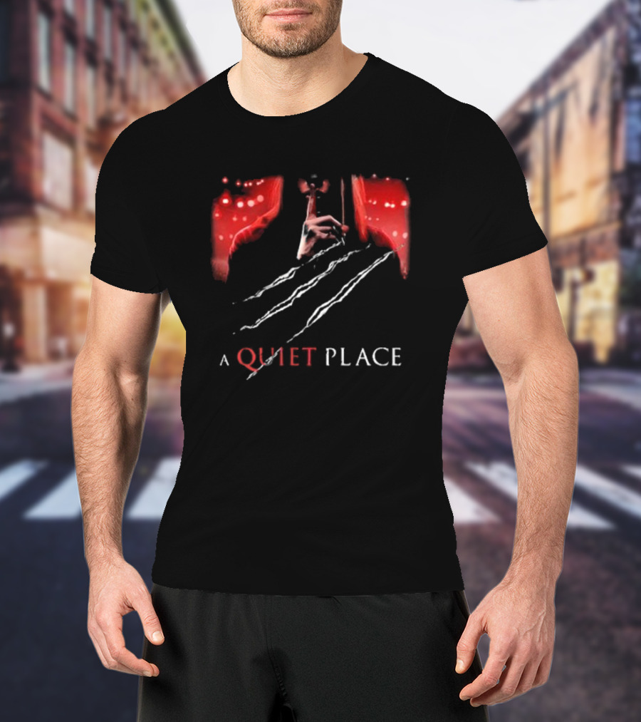 A Quiet Place Red Intensity Shushing With Scratches T-Shirt