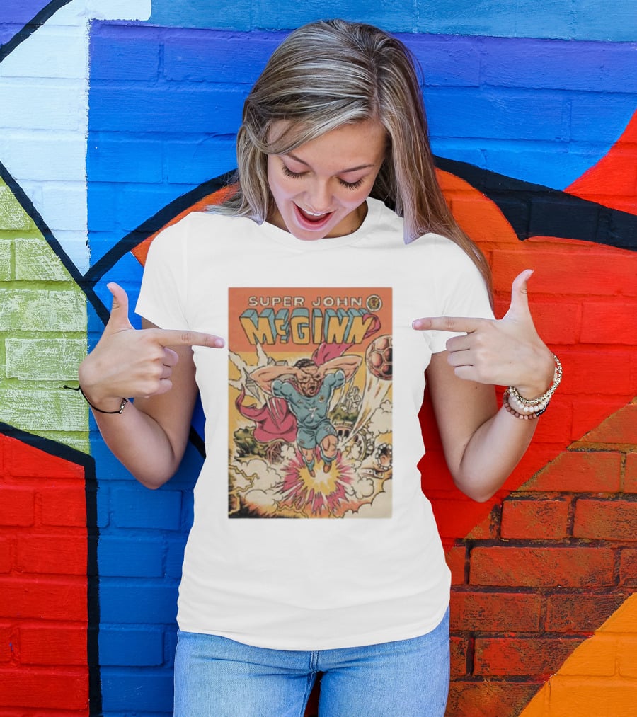 Super John McGinn Flying Hero Soccer Explosion Action Comic T-Shirt