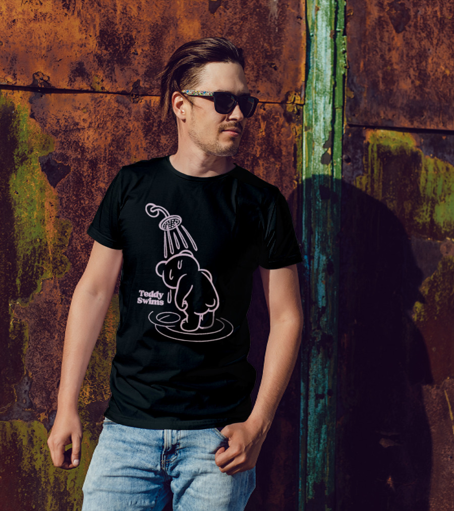 Teddy Swims Bear Under Shower Sad Broken Heart T-Shirt