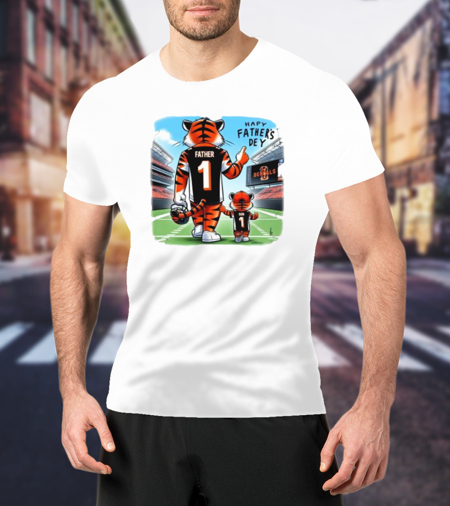 Cincinnati Bengals Mascot Father Son Happy Father’s Day T-Shirt